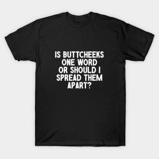 Is ButtCheeks One Word Or Should I Spread Them Apart - Funny Offensive Adult Humor T-Shirt